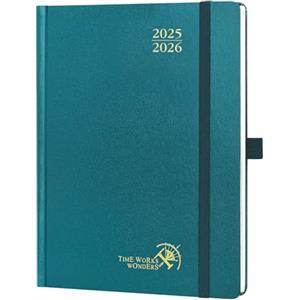 POPRUN Agenda 2025 2026 Settimanale Verticale 22 x 16,5 cm, Diario Scuola 17 Mesi da Ago.2025 a Dic.2026, Copertina Rigida, Carta Spessa da 80 GSM, Verde Pacifico