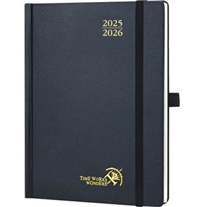 POPRUN Agenda 2025 2026 Settimanale Verticale 22 x 16,5 cm, Diario Scuola 17 Mesi da Ago.2025 a Dic.2026, Copertina Rigida, Carta Spessa da 80 GSM, Nero