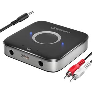 SONRU Ricevitore Bluetooth 5.3 HiFi, Adattatore Audio Wireless con Jack AUX 3,5mm e RCA,Doppie Uscite AUX per Autoradio Impianto Stereo Casa