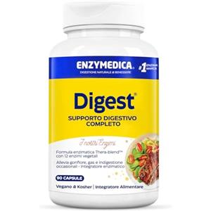 Enzymedica, Digest, Integratore Alimentare a Base di Enzimi ad Azione Rapida, Riduce Gonfiore e Irregolarità, Gluten Free, Senza Lattosio, Vegetariano, 90 Capsule