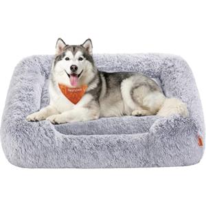 Feandrea Cuccia per Cani, Divano per Cani Extra Grande, 120 x 85 x 23 cm, Cuscino per Animali, Imbottitura Morbida Bordi Rialzati, Sfoderabile e Lavabile, Antiscivolo, Grigio Ombré PGW274GA01