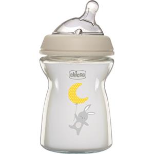 Chicco Biberon Natural Feeling in Vetro 250 ml con Tettarella Morbida e Flusso Lento, Anti-Colica, per Neonati 0 Mesi