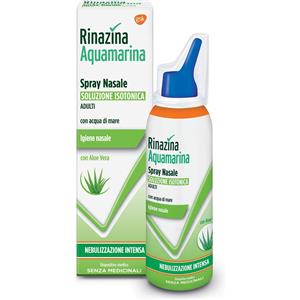 Rinazina Aquamarina Spray Nasale Isotonico Intenso con Aloe Vera 100 ml - Decongestionante e Idratante per Naso Chiuso