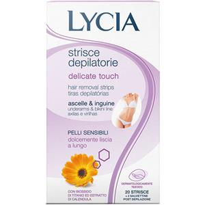 LYCIA Strisce Depilatorie Delicate Touch per Ascelle e Inguine - 20 Pezzi, Pelli Sensibili, con Biossido di Titanio ed Estratto di Calendula
