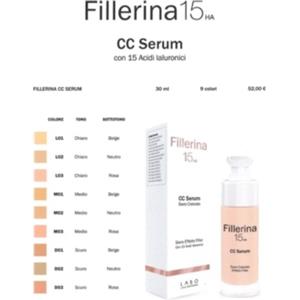 Fillerina CC Serum Colorato con 15 Acidi Ialuronici - Trattamento Viso e Collo Effetto Filler