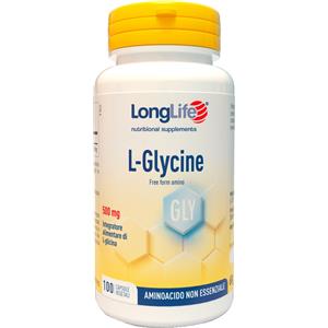 LongLife L-Glicina 500 mg - 100 Capsule Vegetali - Aminoacido Essenziale per Benessere Notturno e Sostegno al Collagene