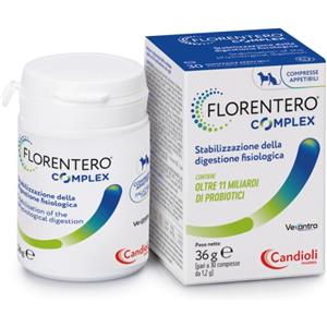 Candioli Florentero Complex - Mangime complementare per cani e gatti - 30 compresse con oltre 11 miliardi di probiotici