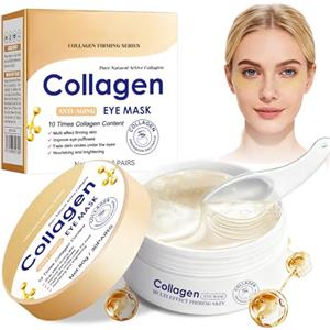 Geruicee 60 Pezzi Maschera Occhi Collagene Anti-Cerchi Anti-Età Idratante e Rassodante, Patch Occhi Gel Adesivo per Ridurre Rughe e Occhiaie, Cura Del Contorno Occhi Spa,Regalo 80g