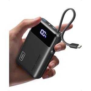 INIU Power Bank, Piccolo 20000mAh 45W Ricarica Rapida Caricatore Portatile | Cavo USB C Integrati, Sicuro in Aereo, Essenziale da Viaggio, Powerbank per iPhone 17 16, Xiaomi, Samsung, iPad ecc