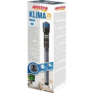 Amtra Klima Evo 25 - Riscaldatore automatico per acquari fino a 25 litri, regolabile da 18 a 34 gradi, in quarzo infrangibile con ventose, potenza 25W