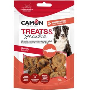 Camon Treats & Snacks Monetine di Salmone - Snack Masticabile per Cani, 80GR, Monoproteico e Gluten Free