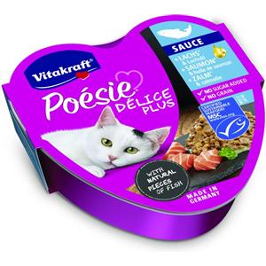 Vitakraft Poésie Délice Plus Salmone 85 g - Alimento Completo per Gatti Adulti Senza Zuccheri e Conservanti