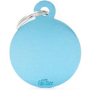 My Family Medaglietta per Cane Azzurra in Alluminio Anodizzato Grande con Incisione Personalizzata