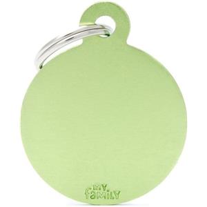 My Family Medaglietta per Cani Cerchio Grande in Alluminio Anodizzato Verde con Incisione Personalizzata