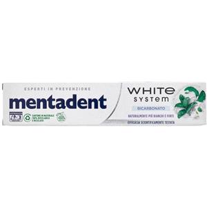Mentadent White System Bicarbonato - Dentifricio Sbiancante 75 ml per un Sorriso Più Bianco e Smalto Più Forte