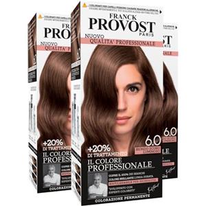 Franck Provost Tinta Permanente Riutilizzabile per Capelli con Trattamento di Bellezza Colorazione Professionale e Copertura Ottimale a Lunga Durata Colore 6.0 Biondo Scuro Luminoso - 3 Tinte