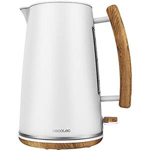 Cecotec Bollitore elettrico Thermosense 400 White Woody, 1,7 L. 3000 W, acciaio inossidabile, BPA libero, base di svolta a 360º, filtro antico rimovibile, sistema di sicurezza
