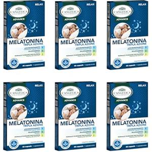 L'Angelica Multipack Integratore Melatonina Tripla Azione, con Melatonina Triptofano Escolzia e Vitamina B6, Favorisce Addormentamento Rilassamento e Funzione Psicologica, 6 Confezioni da 40 compresse