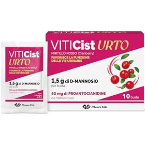Marco Viti Viticist Urto, 10 Bustine da 3,5 g, Integratore con Cranberry, Uva Ursina, Altea e 1,5 g D-Mannosio, Supporto Vie Urinarie, Senza Glutine, Lattosio e Zuccheri
