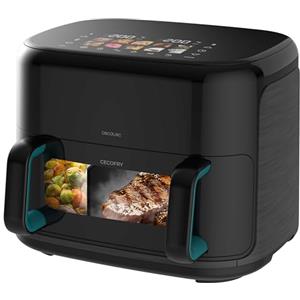 Cecotec Friggitrice ad Aria 10L - Air Fryer Cecofry&Grill Smokin'Prime 11000. 2800W, 3in1: Friggitrice, Grill, Piastra. Affumicatore integrato, Parete divisoria, Temp 40-200°C, Cottura uniforme