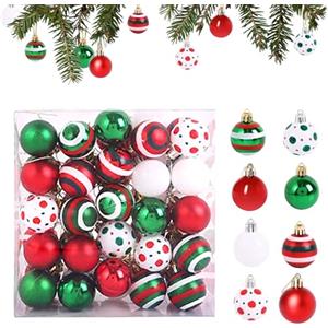MiOYOOW Palline di Natale Infrangibili, 50 Pezzi Palline da Appendere per Decorazioni con Cordino, Ornamenti Albero di Natale, per Feste di Compleanno per Interni ed Esterni, Matrimoni, Natalizie