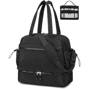 BAGZY Borsa da Viaggio 40X35X20 EasyJet Lufthansa Donna Borsone Palestra Uomo 33L Bagaglio a Mano Borsa Parto Ospedale Mamma con Scomparto Grande per Aereo Weekend Gym Travel Nero