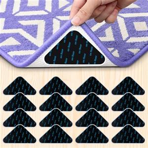 AiQInu Adesivi Antiscivolo per Tappetini, 16 Pezzi Tappeto Gripper Riutilizzabili e Lavabili, Adesivo Antiscivoli Sottotappeto per Pavimenti in Legno