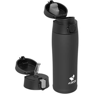 AORIN Borraccia Termica, Borraccia in Acciaio Inox 18/8, 500ml Borraccia Bambini, Bottiglia Termica Senza BPA e Perdite, Thermos per Sport, Outdoor e Pendolarismo con 2 Coperchi