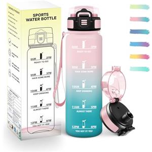 Mulbijeo Borraccia Palestra 500ML, Semplice e Portatile, Borracce, Riutilizzabile Borracce Motivazionale, A Prova di Perdite, Borraccia Bambini per Corsa, Bicicletta, Lavoro, Scuola