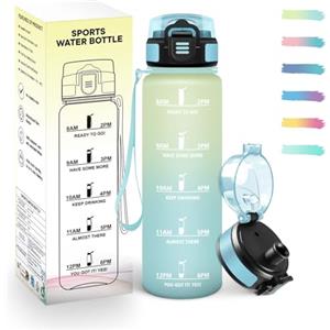 Mulbijeo Borraccia Palestra 500ML, Semplice e Portatile, Borracce, Riutilizzabile Borracce Motivazionale, A Prova di Perdite, Borraccia Bambini per Corsa, Bicicletta, Lavoro, Scuola