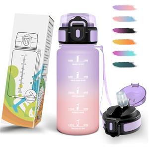 Mulbijeo Borraccia 0,5L, Senza BPA & A Prova di Perdita, Borracce con Cannuccia, Reutilizables, Borraccia Bambini, con Incentivo temporale, Borracce Motivazionale per Scuola, Palestra, Ufficio