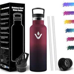 Mulbijeo Borraccia Termica Bambini 500 ML, Senza BPA, Bottiglia Termica, 18/8 Acciaio Inox, Borracce, Sottovuoto a Doppia Parete, BorraccIe Termiche con Cannuccia, Termos per Scuola, Sport