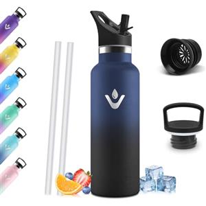 Mulbijeo Borraccia Termica Bambini 500 ML, Senza BPA, Bottiglia Termica, 18/8 Acciaio Inox, Borracce, Sottovuoto a Doppia Parete, BorraccIe Termiche con Cannuccia, Termos per Scuola, Sport