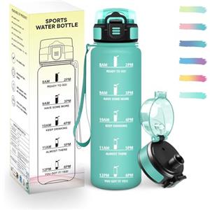 Mulbijeo Borraccia Palestra 500ML, Semplice e Portatile, Borracce, Riutilizzabile Borracce Motivazionale, A Prova di Perdite, Borraccia Bambini per Corsa, Bicicletta, Lavoro, Scuola