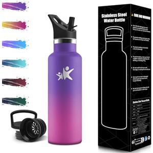 Mulbijeo Borraccia Termica Bambini 500 ML, Senza BPA, Bottiglia Termica, 18/8 Acciaio Inox, Borracce, Sottovuoto a Doppia Parete, BorraccIe Termiche con Cannuccia, Termos per Scuola, Sport