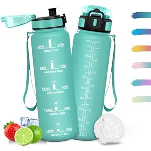 Mulbijeo Borraccia 500ML, A Prova di Perdite, Borracce, Riutilizzabile Borracce Motivazionale, Semplice e Portatile, Borraccia Bambini per Corsa, Bicicletta, Lavoro, Scuola, Water Bottle