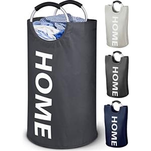 WELLENBORG Cesto Biancheria Sporca Salvaspazio Pieghevole Grande Lavabile Grigio - Porta Cestino per Bagno - Cesta Porta Panni Sporchi Bucato