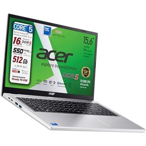 acer Notebook Extensa Silver, Cpu Intel Core 5-120U 10core, 10Core, Display FullHD 15,6, RAM 16Gb DDR5, SSD PCIe NVMe 512 Gb, Wi-Fi6, BT, 4 usb di cui 2 USB type-c, pronto all'uso