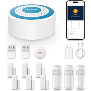 XNH 13 Pezzi Sistema di Allarme, Antifurto, Allarme Casa senza Fili con Avvisi APP, Sensori Porta e Finestra, Rilevatore di Movimento, Telecomandi, Compatibile con Alexa e Google Assistant