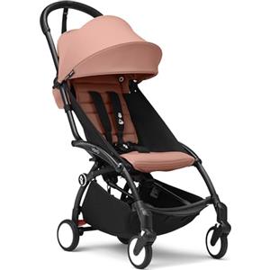 Stokke YOYO3 - Passeggino da 6 mesi, include telaio nero, cuscino per seduta e baldacchino Ginger - Si ripiega dentro e fuori in un attimo - Leggero e compatto - Compatibile con il bagaglio a mano