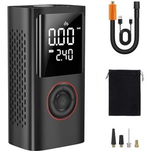 Itharon - compressore aria portatile, Compressore Portatile da 150 PSI con Arresto Automatico, Batteria 4000 mAh, Display Digitale, Modalità Auto/Bici/Palla, Include Adattatori per Valvole