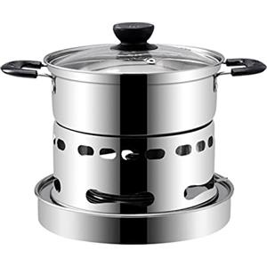 Tuzsocr Fornello per interni ed esterni, da campeggio, senza cottura elettrica, fornello ad alcool, con padella, in acciaio inox, fornello da campeggio, tealight, forno per interni (20 cm)