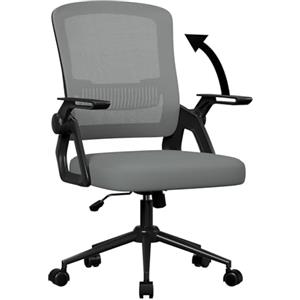 naspaluro Sedia da Ufficio Scrivania Ergonomica, Con Braccioli Pieghevoli, Altezza Regolabile, Seduta e Schienale in Rete Respirante, Girevole con Ruote, Funzione Oscillante, Grigio scuro
