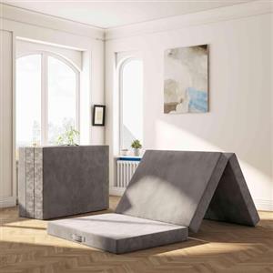 MOLPHIT Materasso pieghevole singolo, 75x195 cm Materasso Ospiti Pieghevole, 10cm Materassino pieghevole in memory foam con rivestimento lavabile per campeggio, pavimento, letto degli