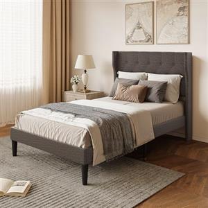 Xbro Letto Imbottito 120 x 200 cm, Testiera Confortevole, Rete a Doghe, Spazio di Archiviazione sotto il Letto, Facile da Montare,Grigio Scuro
