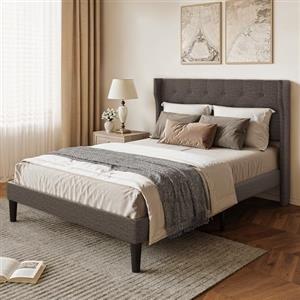 Xbro Letto Imbottito 140 x 200 cm, Testiera Confortevole, Design Moderno, Facile da Montare, Spazio di Archiviazione sotto il Letto, Grigio Scuro