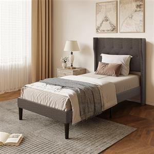 Xbro Letto Singolo 90 x 200 cm, Testata Confortevole, Design Moderno e Minimalista, Facile da Montare, Spazio di Archiviazione sotto il Letto per Piccole Stanze, Grigio Scuro