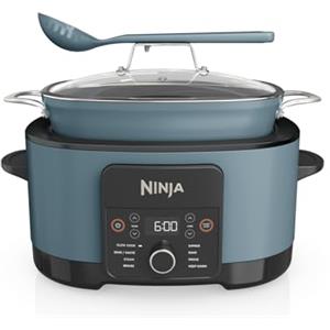 Ninja Foodi PossibleCooker 8L, Slow cooker e multicooker digitale 8 in 1 con casseruola antiaderente, griglia per cottura al vapore, coperchio in vetro e mestolo, grigio sale, MC1001EU