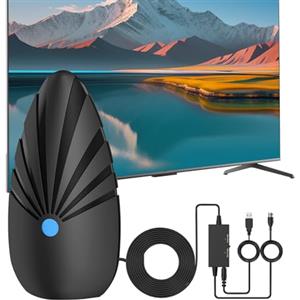 CISSIYOG Antenna TV Interna DVB-T/DVB-T2 con Amplificatore (Portata 620+ Km), Antenna Digitale 2025 per 4K 1080p & Tutti i TV, Cavo Coassiale da 10m