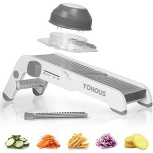 YoHous Mandolina per Verdure Professionale Regolabile - Taglia Verdure Manuale in Acciaio Inox - Affetta Verdure a Julienne, Cubetti e Fette Sottili